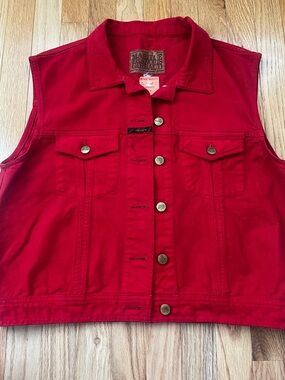 Vintage Marithe Francois Girbaid Red Denim Vest with tags size L
